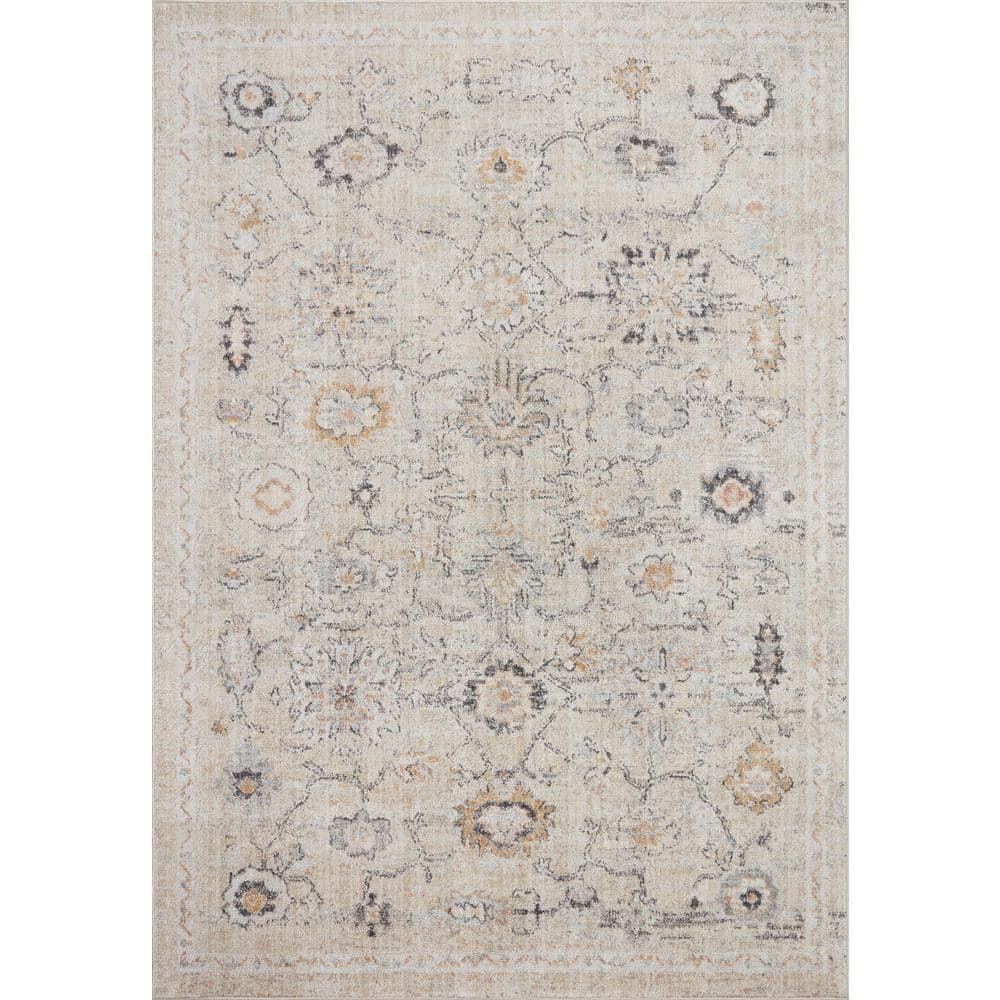 Loloi II Monroe Oriental Machine Woven Polyester Area Rug in Gray/Ivory