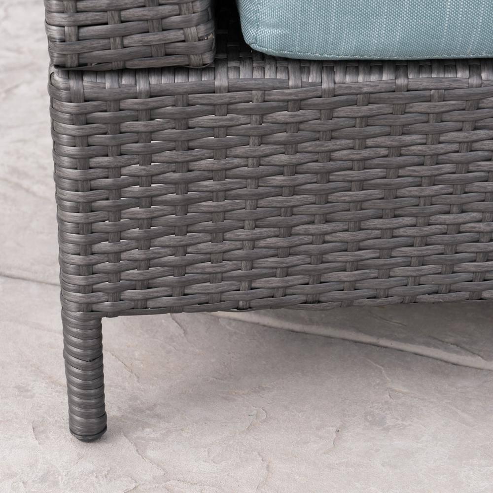 Noble House Newton 5 Piece Outdoor Wicker Sectional Sofa Set in Gray and Teal
