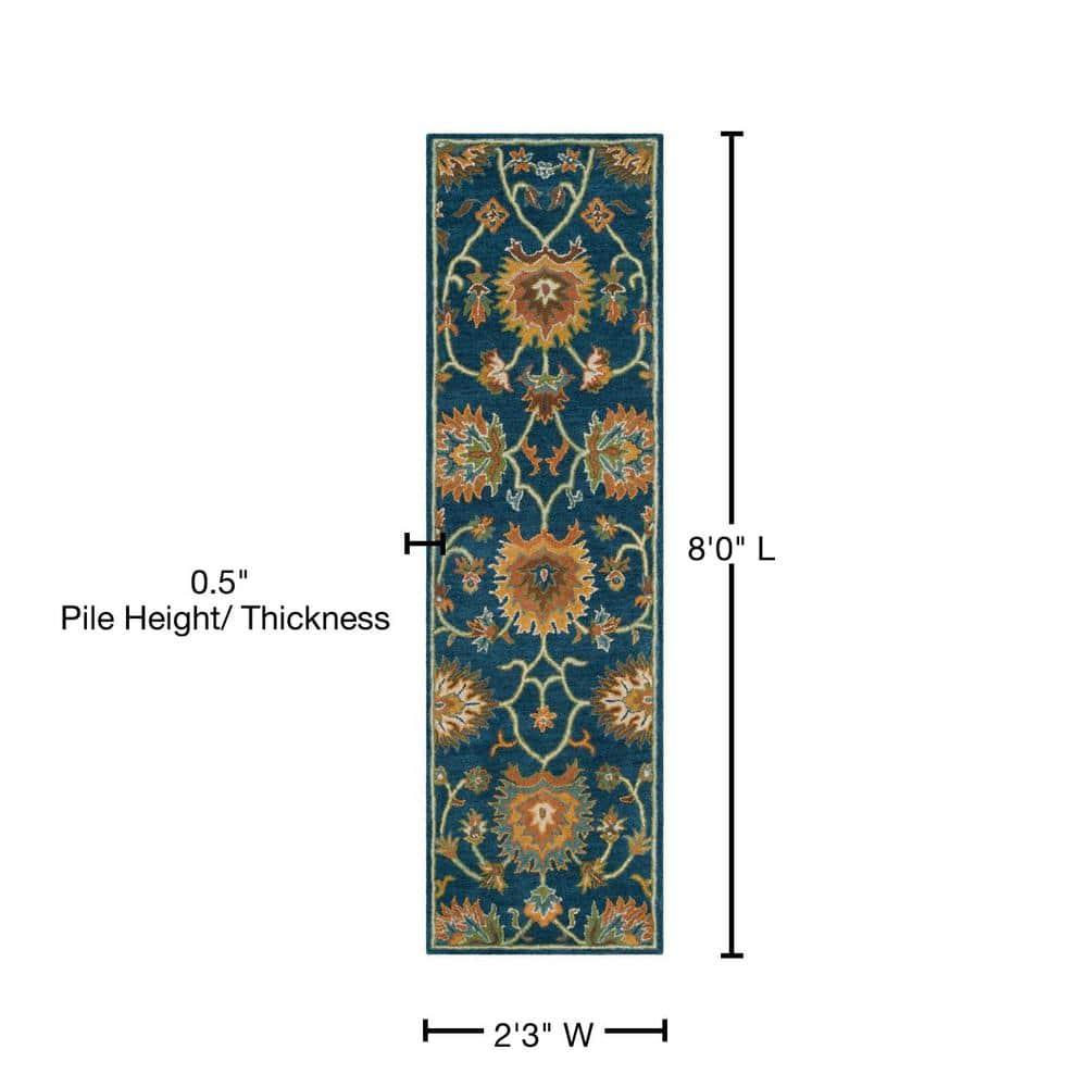 SAFAVIEH Heritage Sharla Floral Wool Runner Rug, Navy, 2'3" x 8'