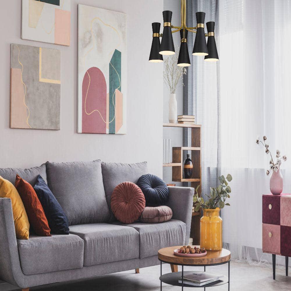 Z-Lite Soriano 5 - Light Chandelier in  Matte Black/Heritage Brass