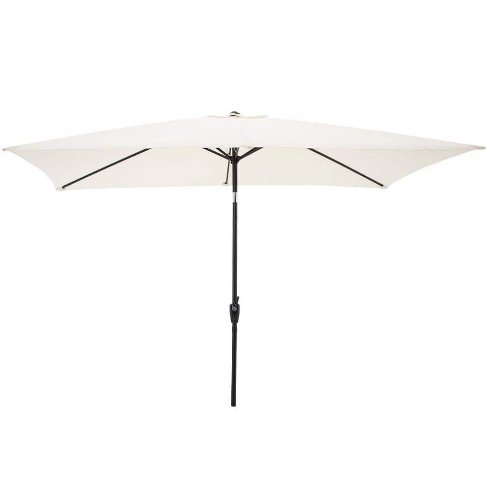 Rectangular Patio Umbrella - 10 Ft Easy Crank Sun Shade with Push Button Tilt for Outdoor Furniture, Deck, Backyard, or Pool by Pure Garden (Beige)