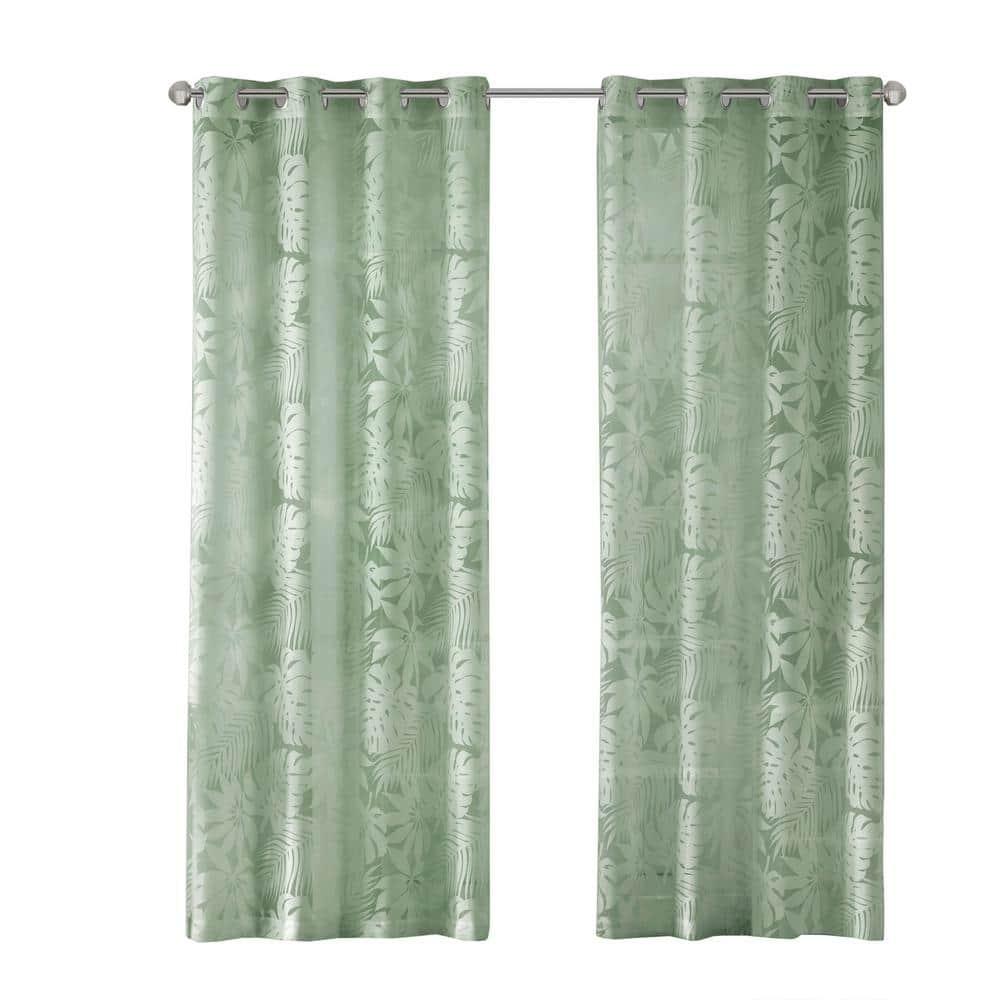 Madison Park Leilani Palm Leaf Burnout Window Sheer