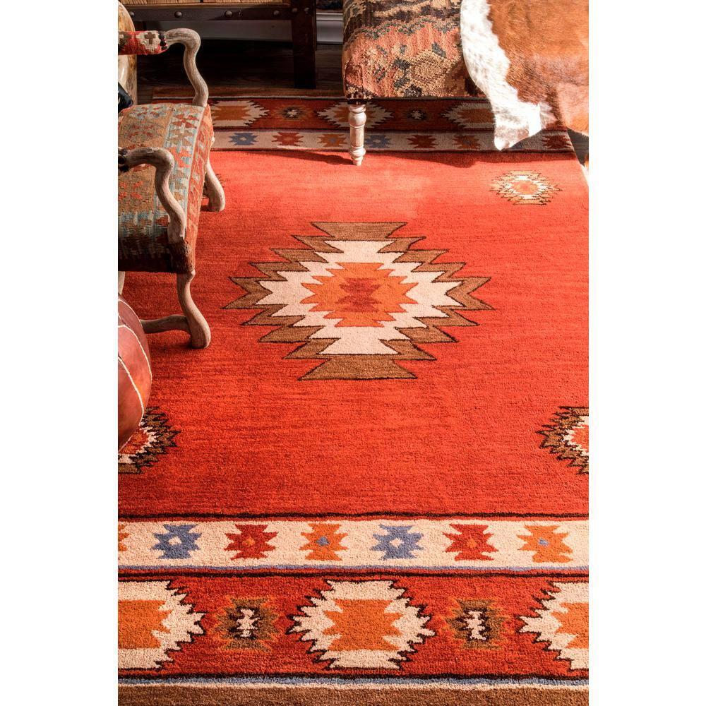 2'x3' Hand Tufted Shyla Accent Rug Orange - nuLOOM: Wool, Geometric, Bohemian, Medium Pile, Indoor Use