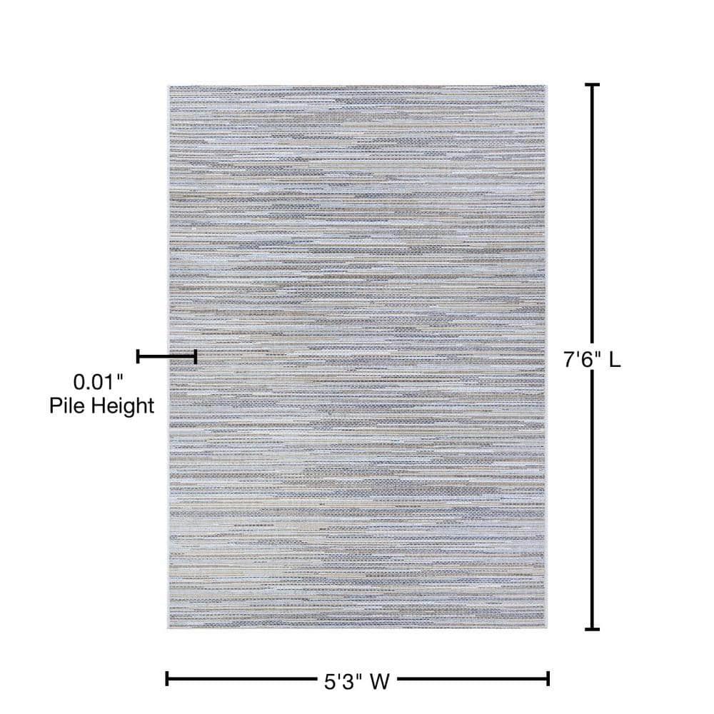 Couristan Monte Carlo Coastal Breeze Indoor/Outdoor Area Rug, 5'3" x 7'6", Taupe-Champagne