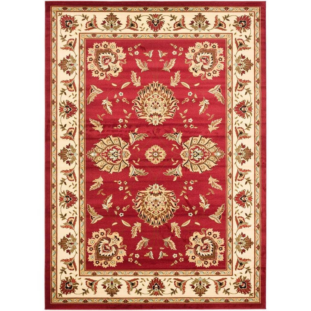 Lyndhurst LNH553 Power Loomed Area Rug - Red/Ivory - 6'7"x9'6" - Safavieh
