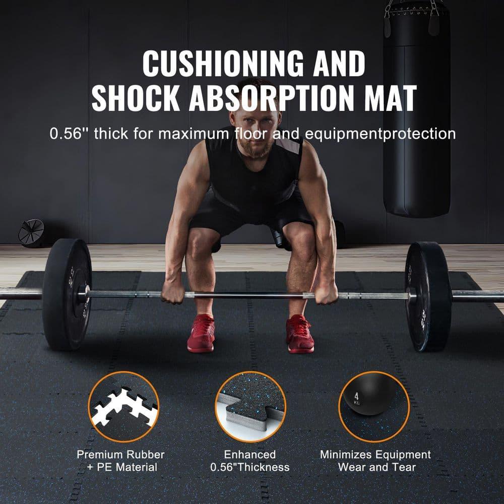 VEVOR 12 PCS 0.56" Thick Gym Floor Mats, 24" x 24" EVA Foam & Rubber Top Interlocking Workout Floor Mats