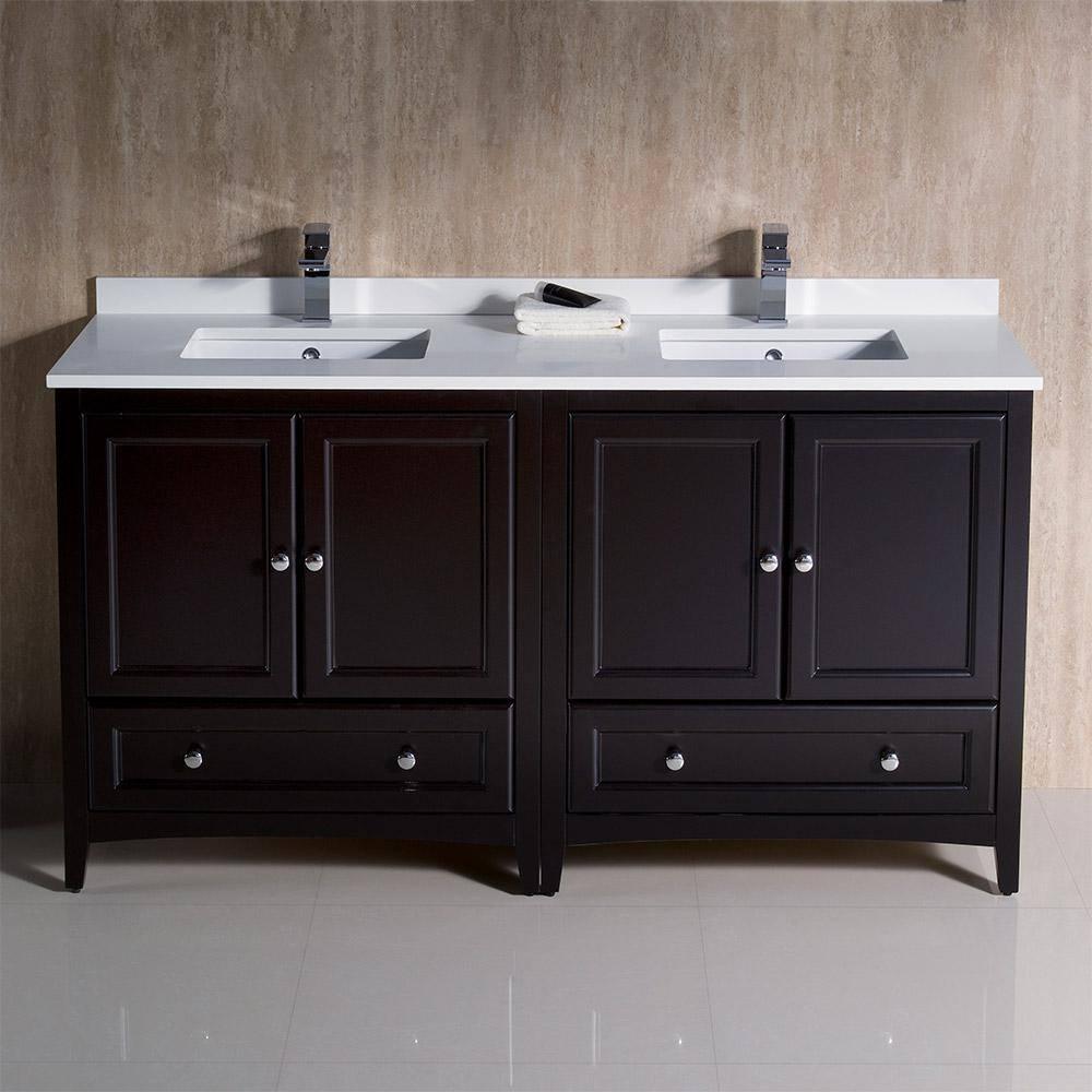 Oxford 60" Freestanding Double Sink Bathroom Vanity with Top and Sinks (Faucets Not Included)