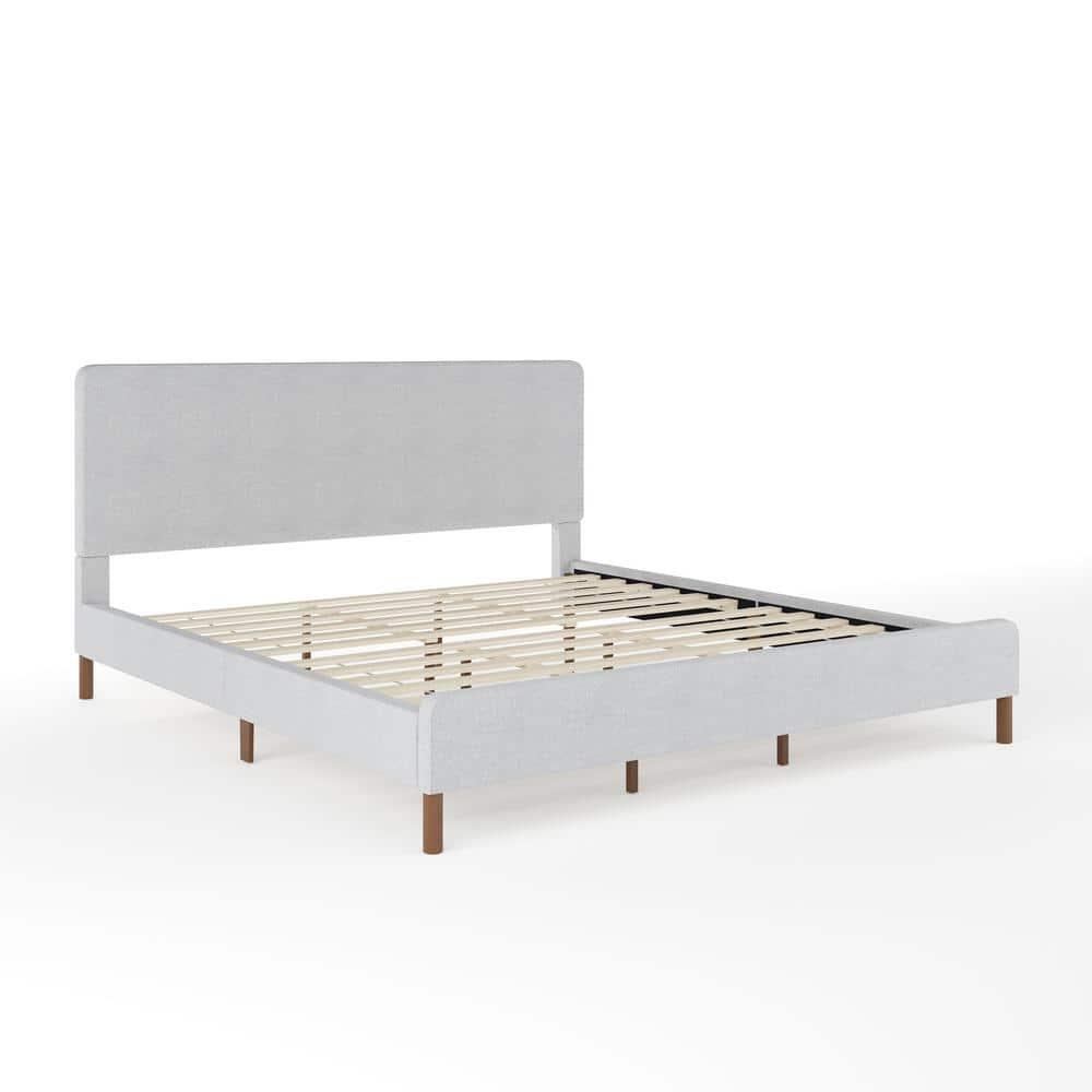 Martha Stewart Martha Stewart Britta Upholstered Platform Bed With Piped Detail Headboard