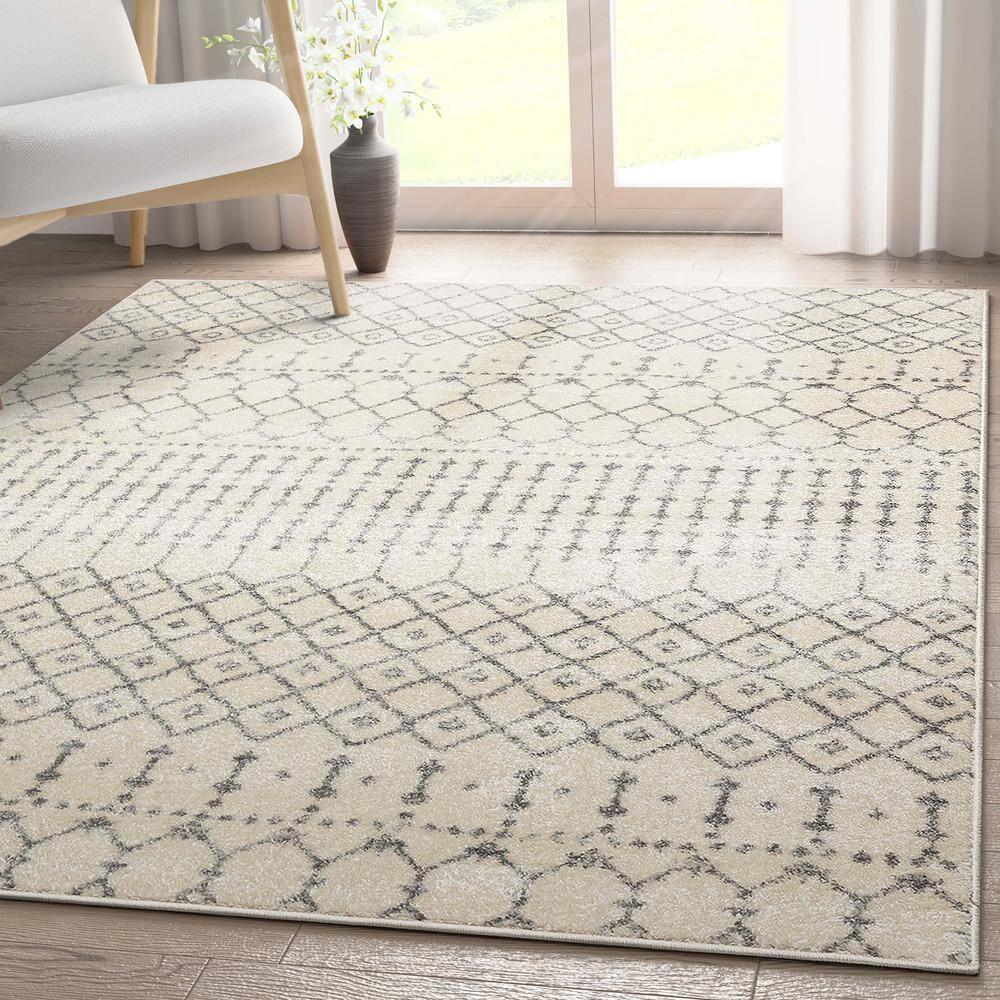 Mystic Colette Moroccan Trellis Ivory Grey Area Rug