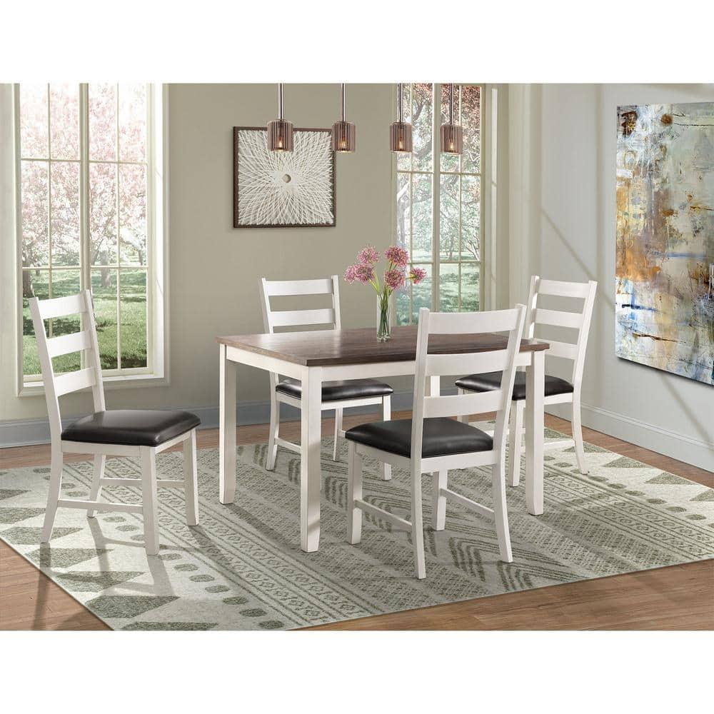 5pc Kona Dining Set Brown - Picket House Furnishings: Ladder Back Chairs, Wood Frame, Polyester Seat