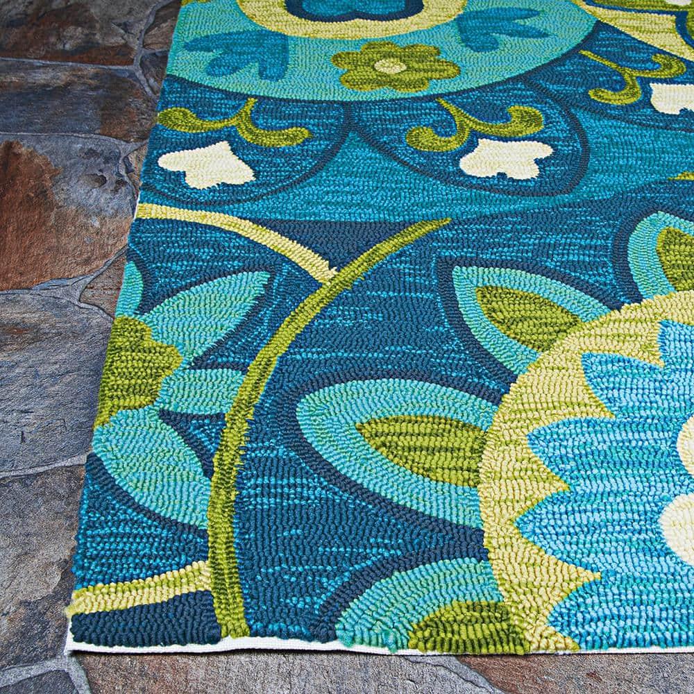 Couristan Covington Rip Tide Ocean-Green Indoor / Outdoor Area Rug, 5'6" x 8'