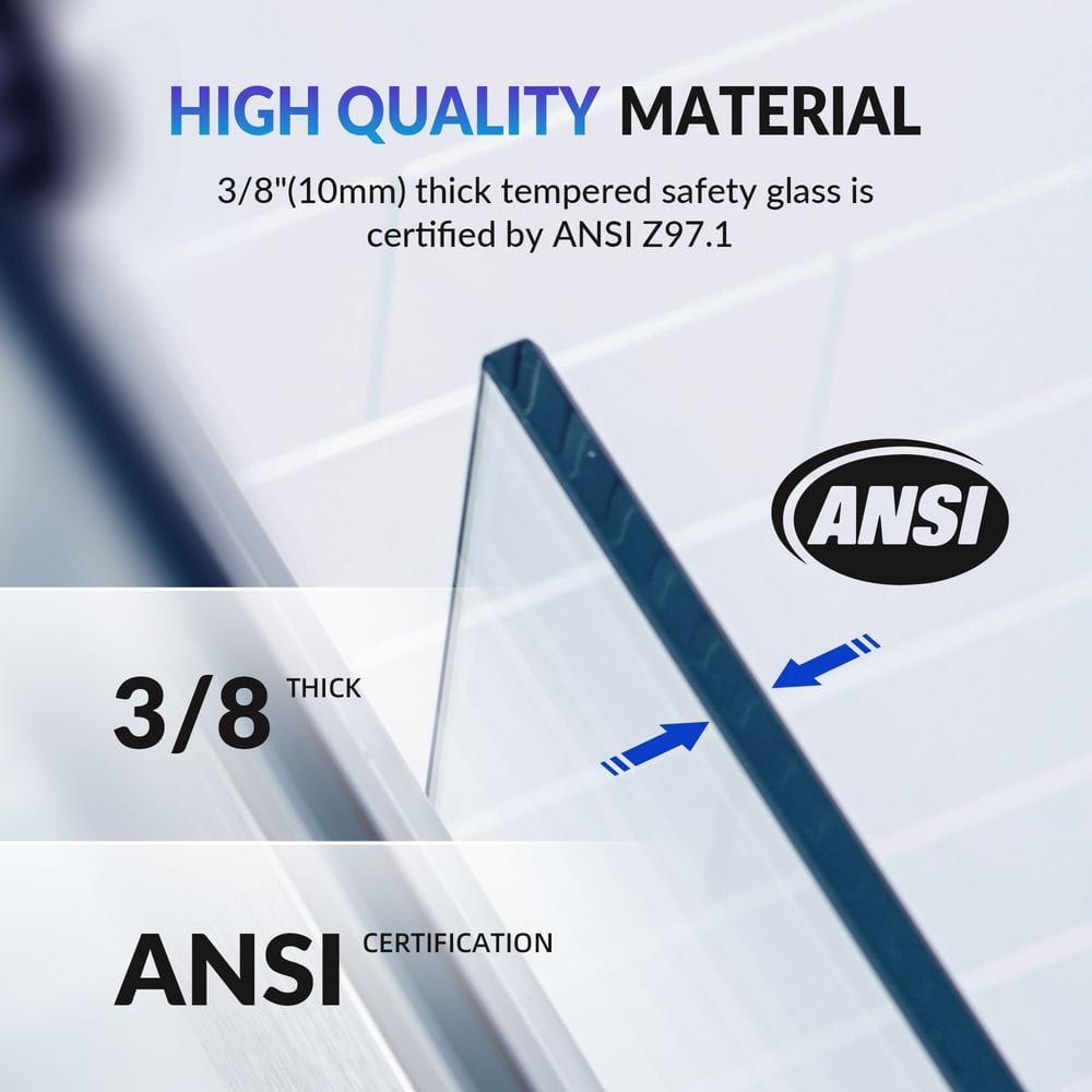 WoodBridge Frameless Single Sliding Shower Doors, 56-60" W X 62" H With 5/16" Clear Tempered Glass And Explosion-Proof Film MSDF6062-B