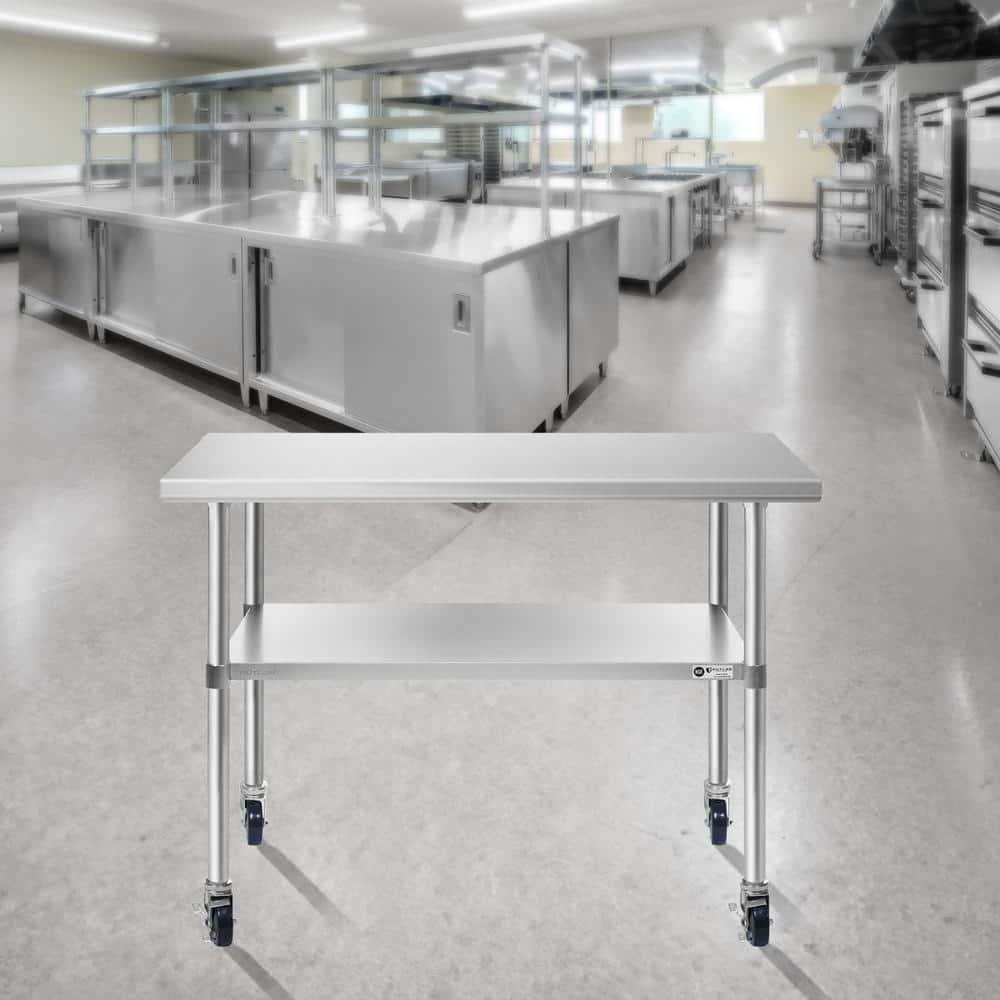GRIDMANN 30" D x 34.5" H Stainless Steel Prep Station with Undershelf