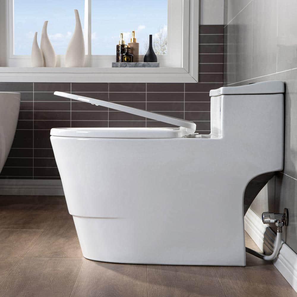 WoodBridge 1.6 Gallons GPF Elongated Comfort Height Floor Mounted One-Piece Toilet (Seat Included)