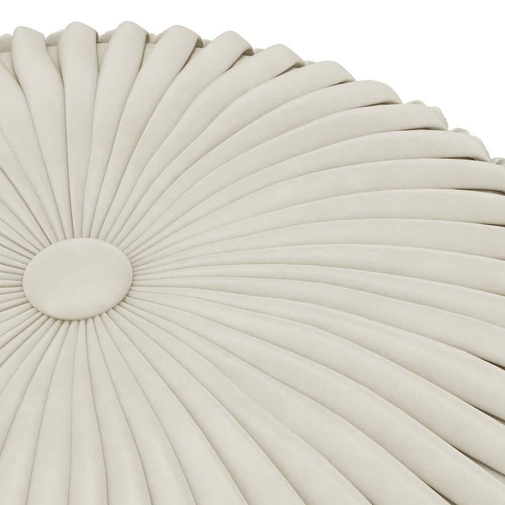 Simpli Home Renee 20"W Round Button-Tufted Velvet Pouf