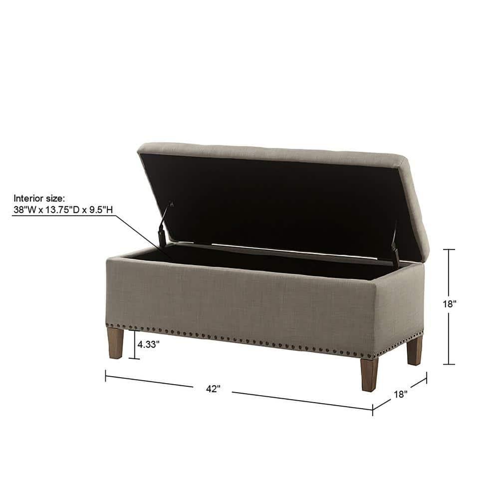 Madison Park Shandra II Wood and Fabric Tufted Top Storage Bench in Brown