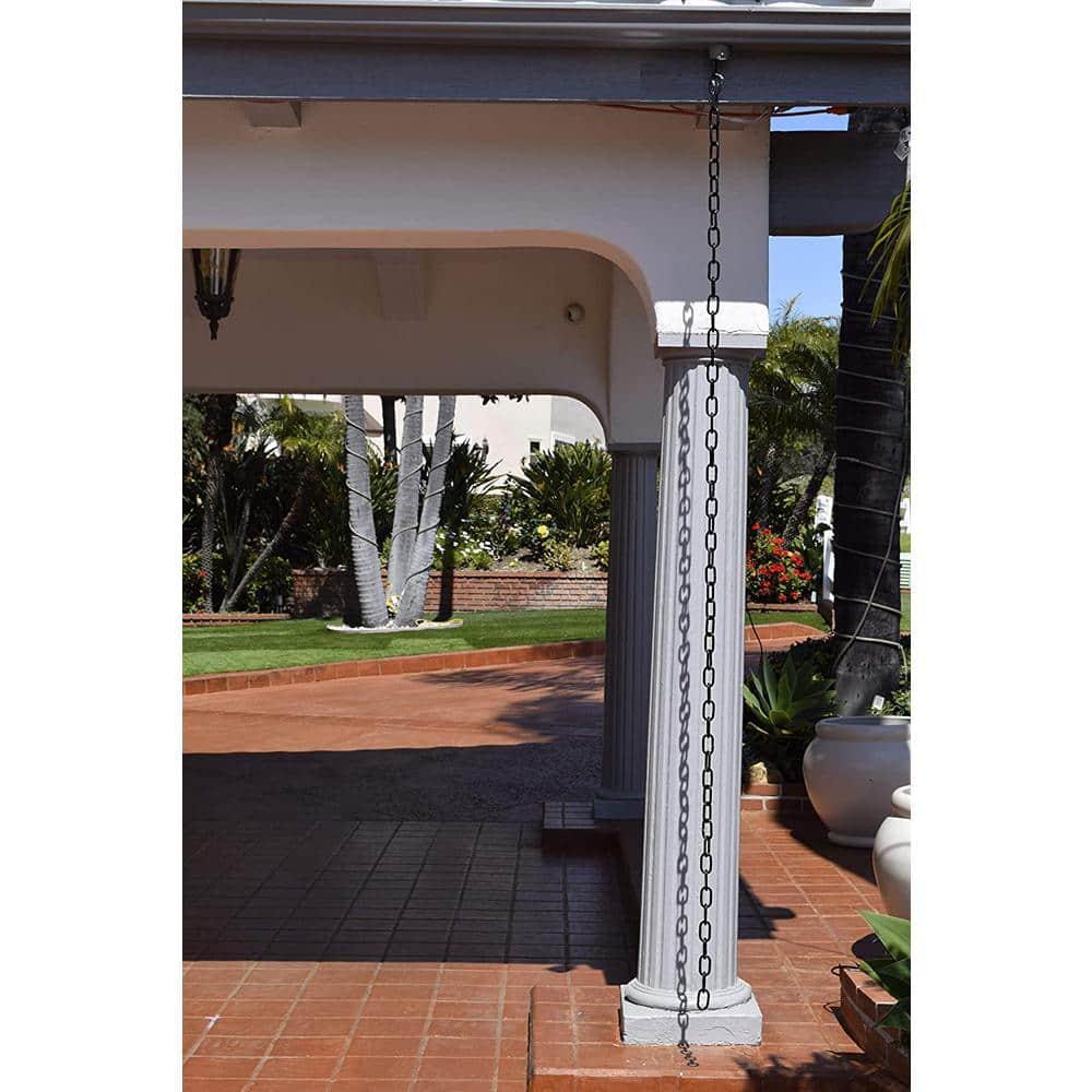 Monarch Rain Chains Aluminum Traditional Link Rain Chain, 8.5 ft Black Powder Coated Aluminum Decorative Rain Catcher Chain for Gutters, Black Aluminum Rain Gutter Replacement Downspout
