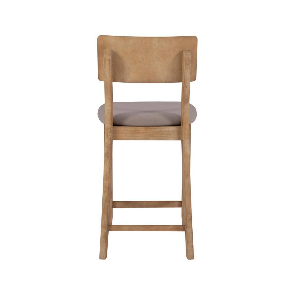 24" Jordan Padded Seat Upholstery Counter Height Barstool Light Gray - Linon: Scandinavian Style, Wood Legs, Polyester