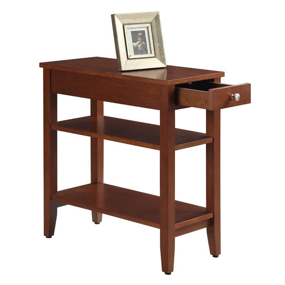 Convenience Concepts American Heritage 1 Drawer Chairside End Table with Shelves, Cherry