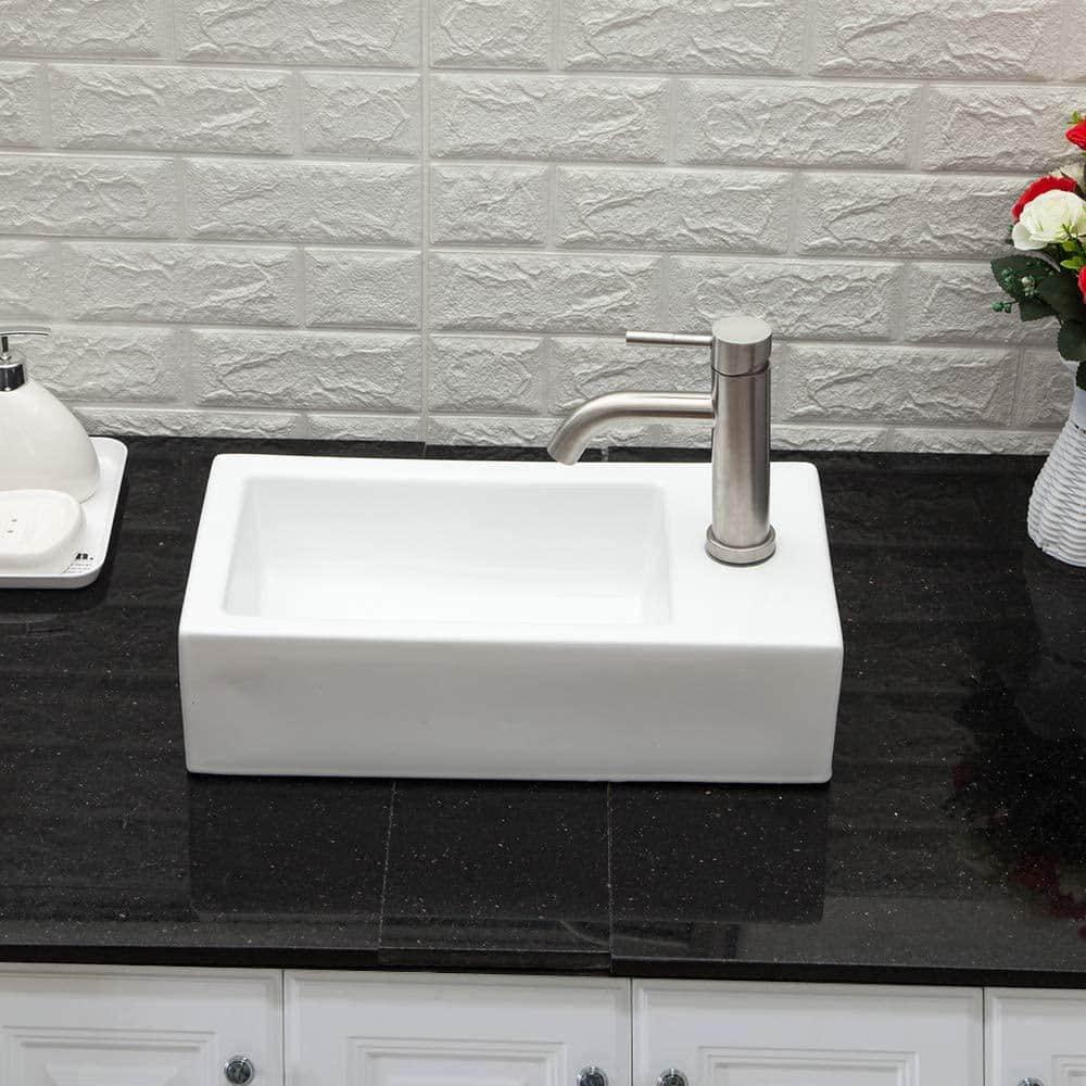 Lordear LGP1810-11 Lordear 10'' White Ceramic Rectangular Bathroom Sink