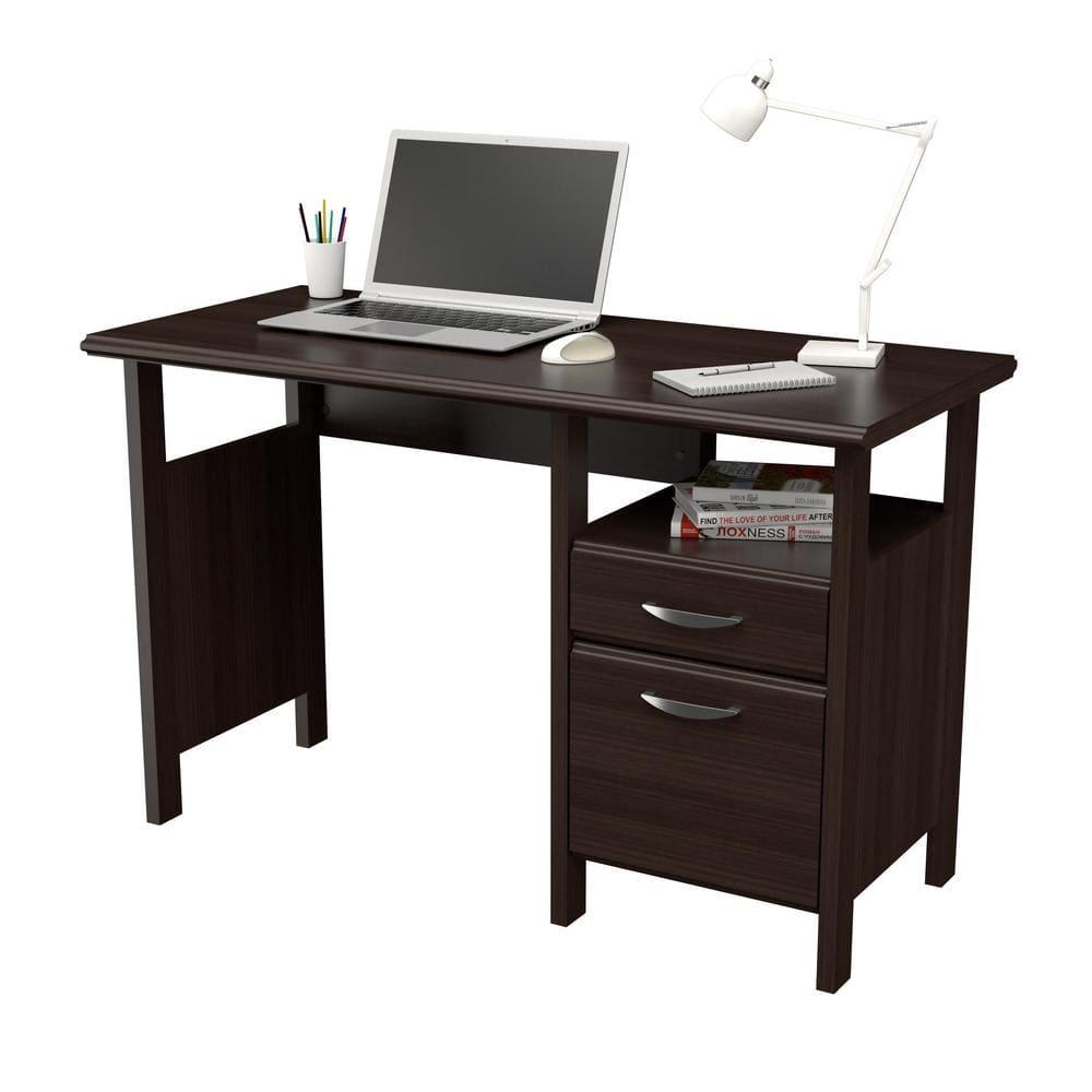 Inval 1-Drawer Writing Desk with Cabinet in Espresso