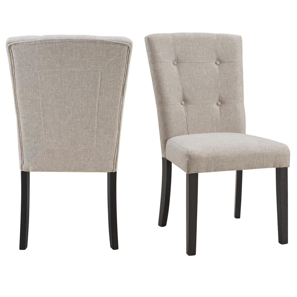 Set of 2 Landon Tufted Upholstered Chair Set Taupe - Picket House Furnishings: Contemporary Polyester, Foam-Filled