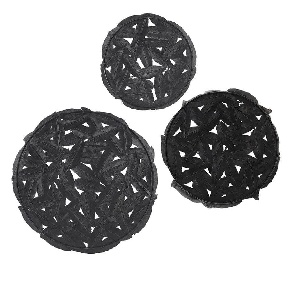 Dakota Fields Textured Feather 3-Piece Metal Disc Wall Decor Set