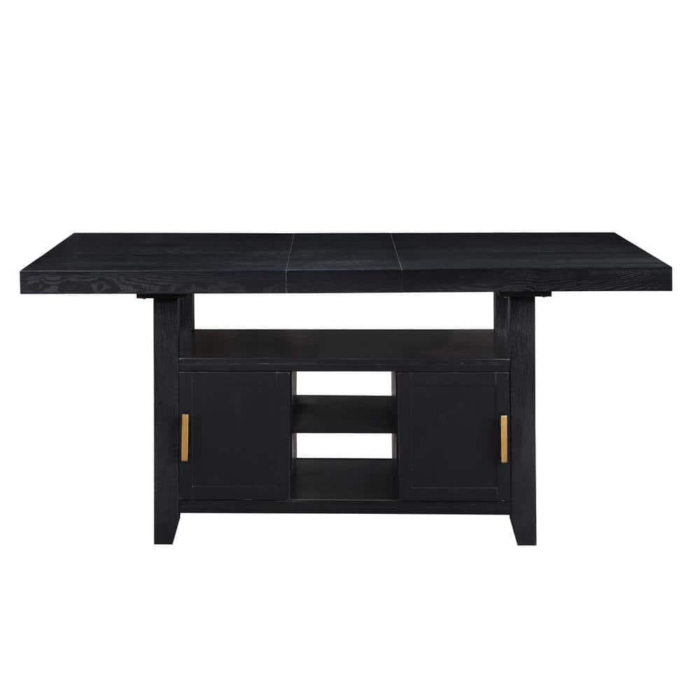 Yves Charcoal Wood Extendable Counter Height Dining Table with Storage