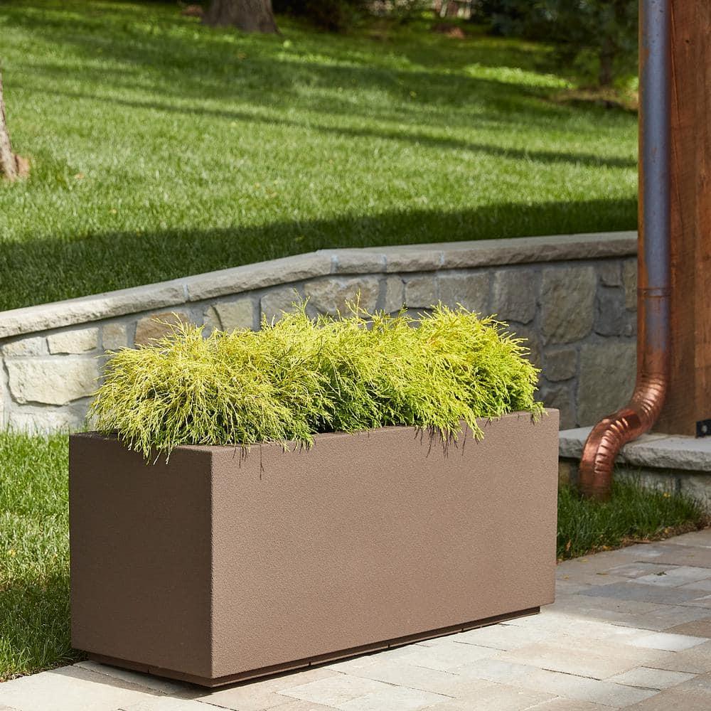 PolyStone Planters Rectangle 17-in W Extra Large White Mixed/Composite Contemporary/Modern Outdoor Planter With Drainage Holes