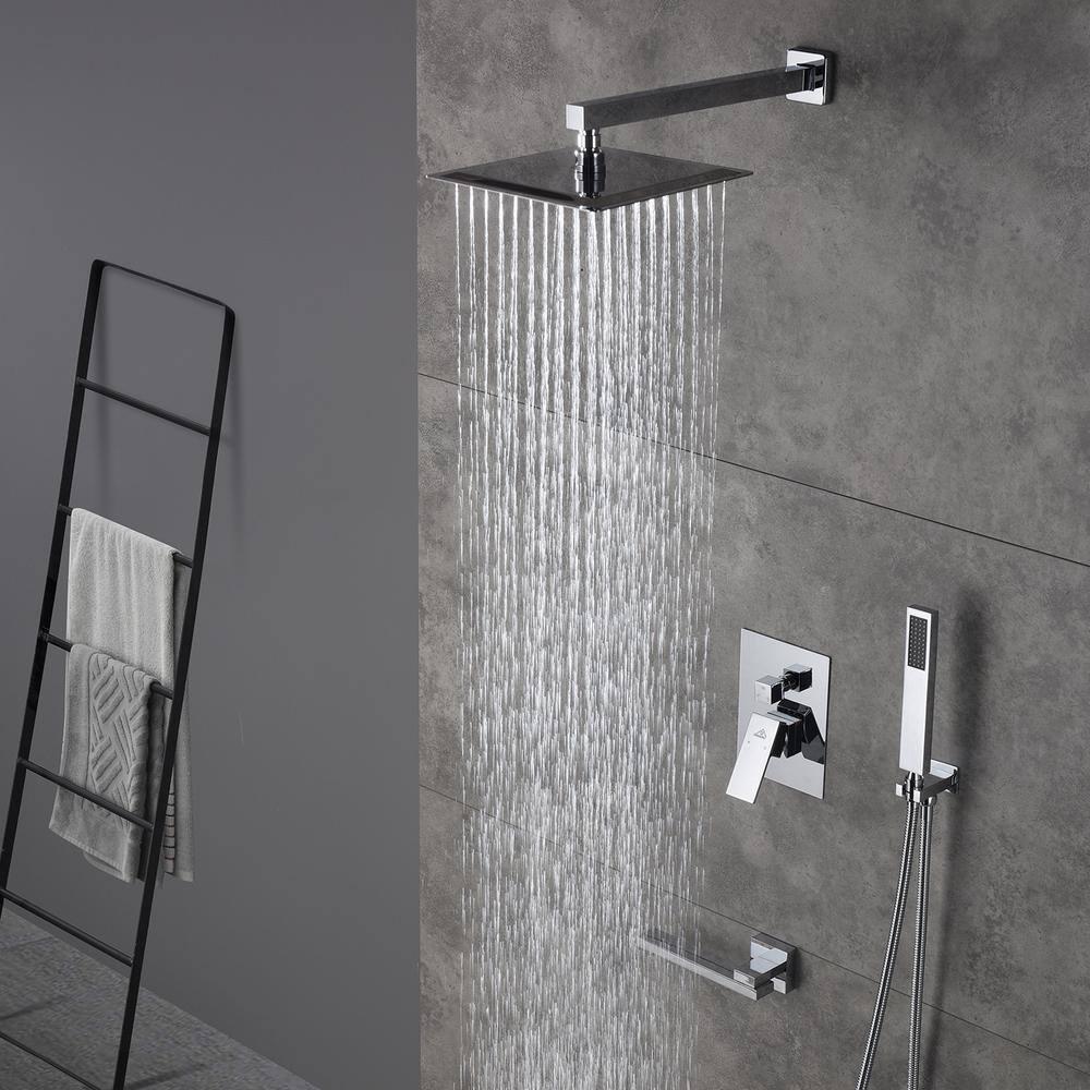 10'' Square Wall Mounted Stainless Steel Rain Shower System