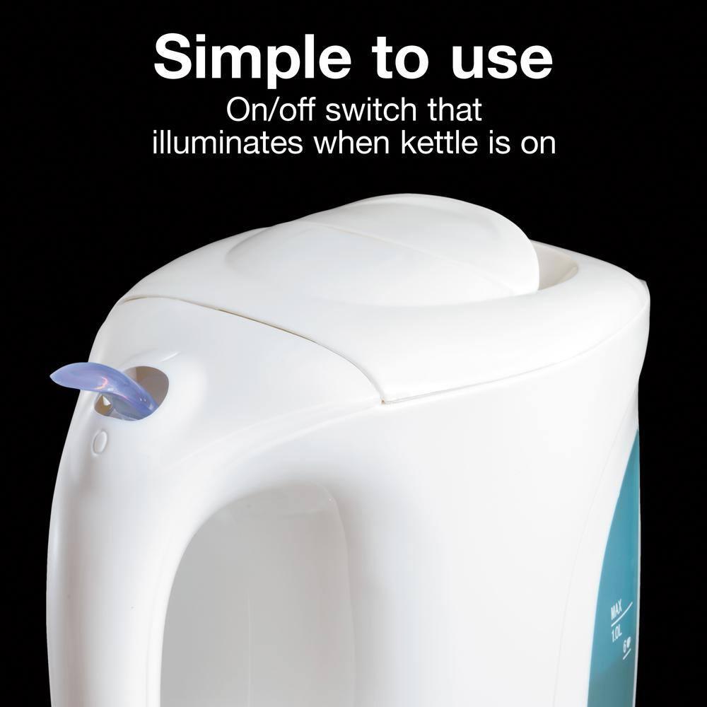 Proctor Silex Electric Kettle, Auto Shutoff, Boil-Dry Protection, 1 Liter, White, New, K2070PS