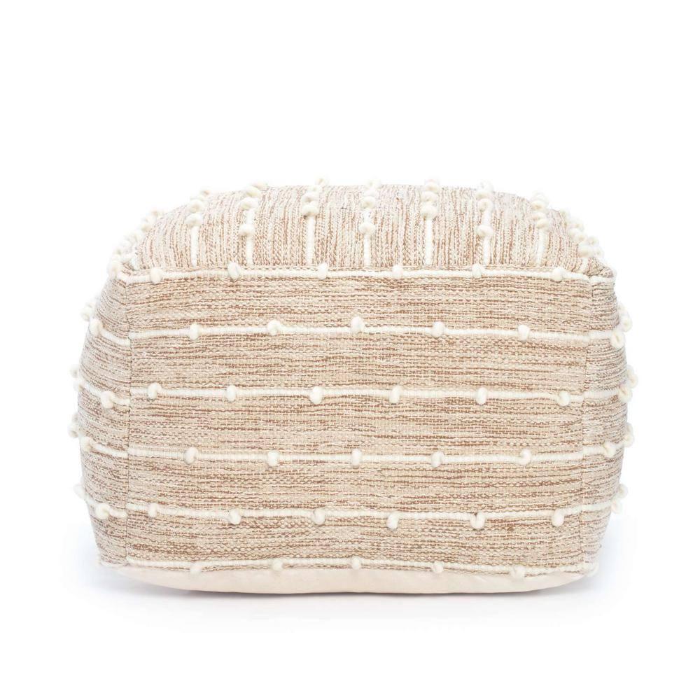Penelope Pouf Ottoman Brown/Ivory - Anji Mountain: Cotton Blend, No Assembly, Fair Trade Certified