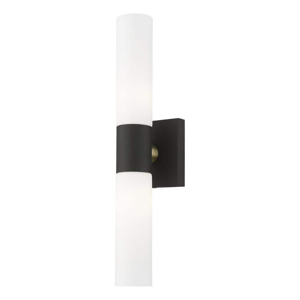 Aero 18" Black and Brass 2-Light Vanity Sconce