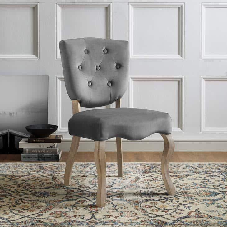 Modway Array Vintage French Performance Velvet Dining Side Chair Gray