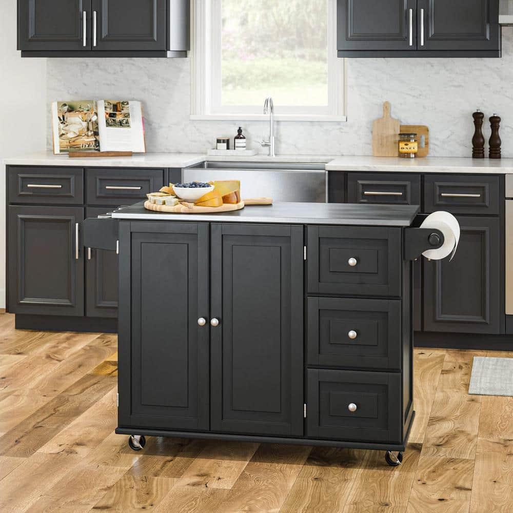 Homestyles Dolly Madison Wood Kitchen Cart in Black