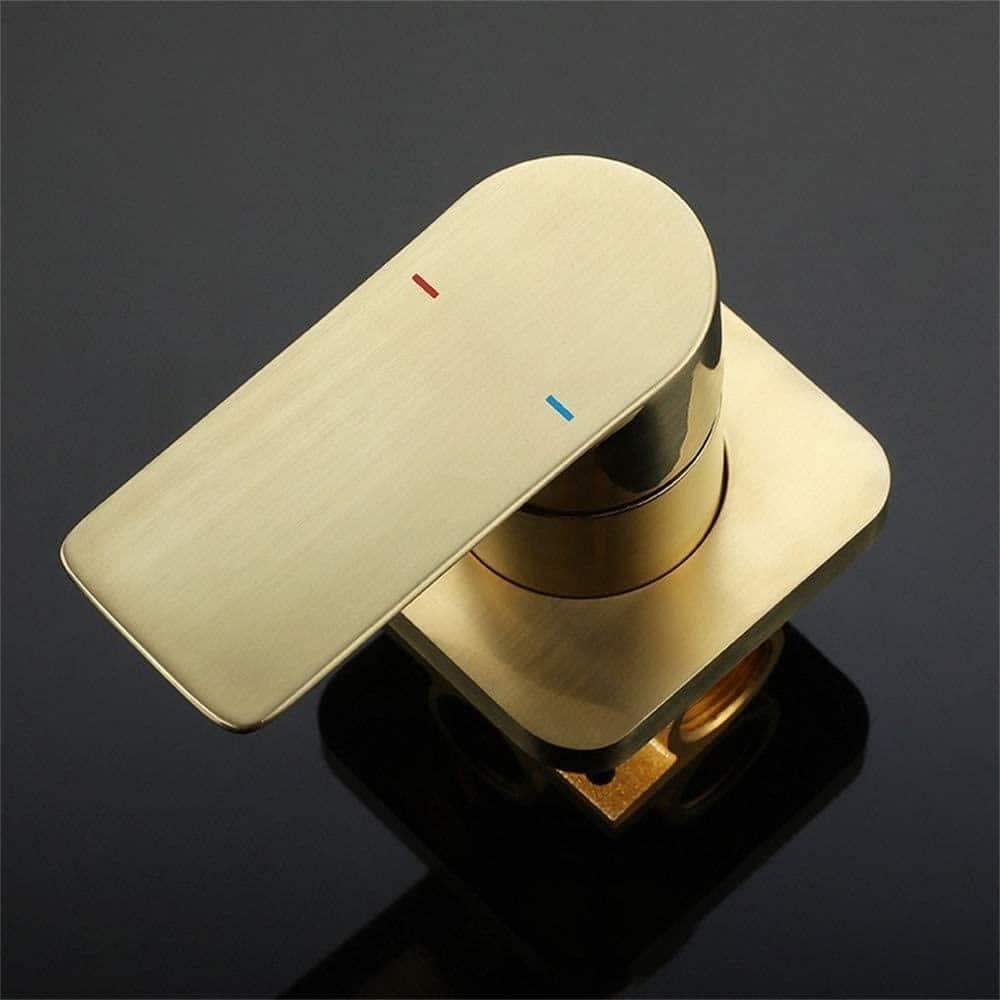 Bathroom Faucet Waterfall Bathroom Sink Faucet Brushed Gold Brass Basin Mixer Tap Single Handle Basin Tap Wall Mounted Lavatory Faucet with Cold and Hot Water