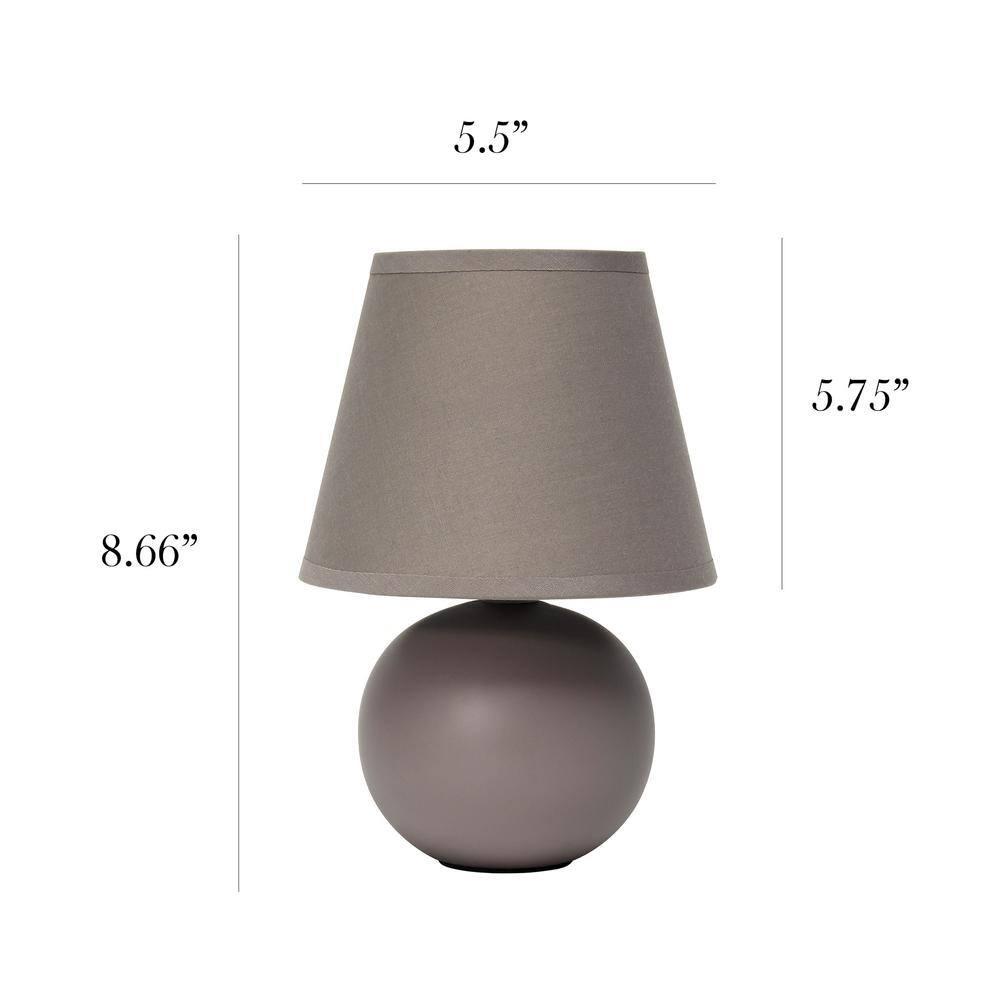 Simple Designs 8.66" Compact Ceramic Globe Table Lamp with Stylish Shade (Includes LED Light Bulb) Gray