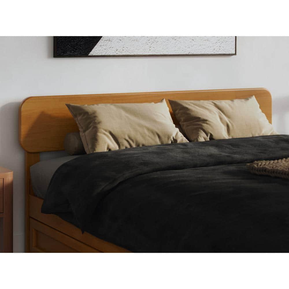 AFI Capri Queen Wood Platform Bed with Panel Footboard and Storage Drawers, Light Toffee