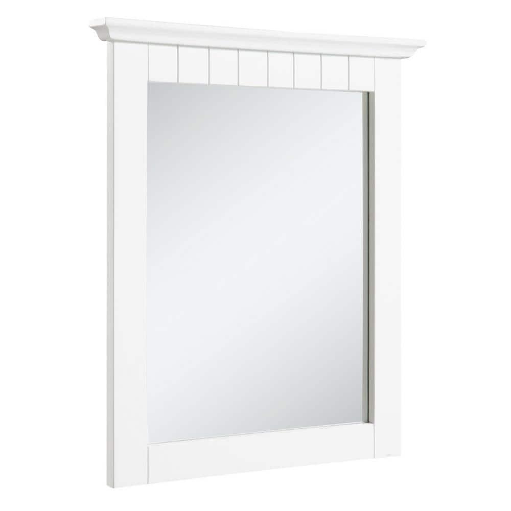 QINBI 541581-WHT Cottage Rectangle Wall Accent Traditional Wood Framed – Living Room, Bedroom, Bathroom Vanity Mirror, 24" H X 21" L, White