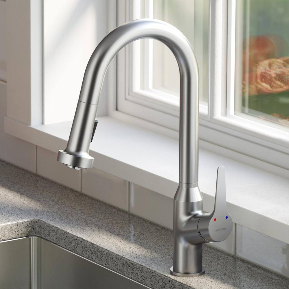 Karran Karran Scottsdale Single Handle Pull Down Sprayer Kitchen Faucet KKF250SS