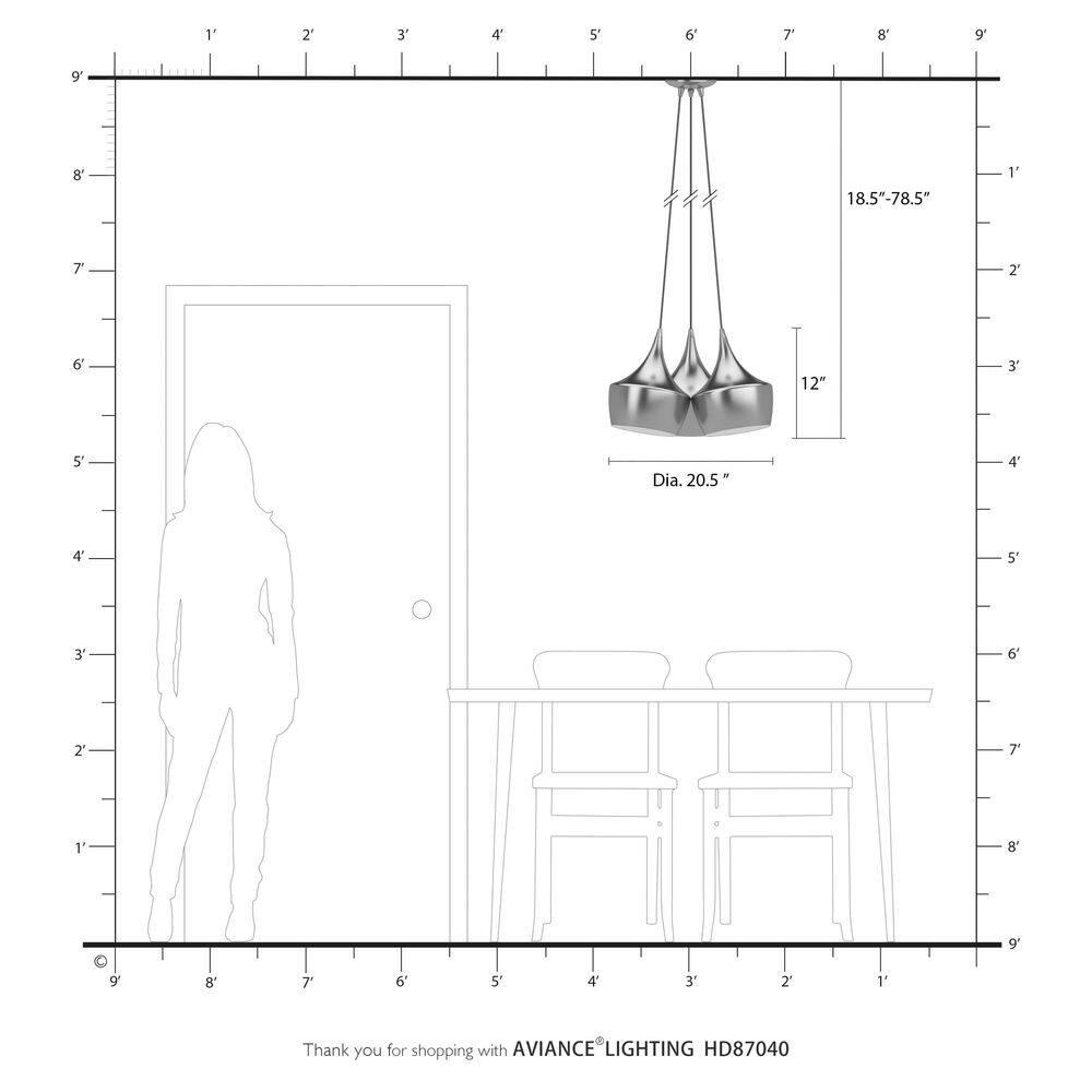 Livex Lighting Waldorf 3 - Light Pendant in  Brushed Aluminum
