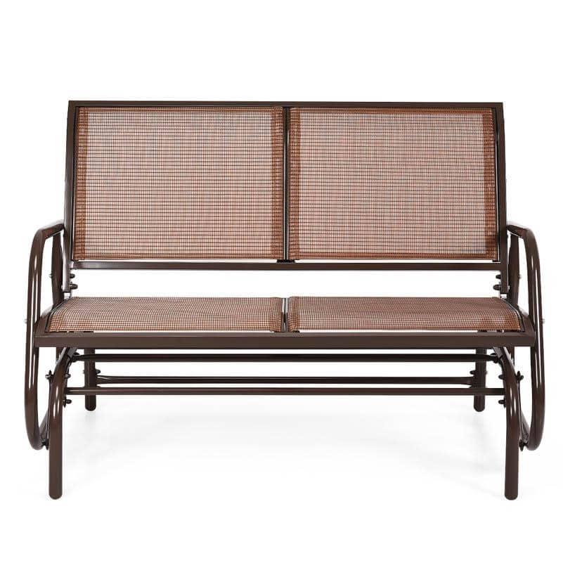 Costway 48'' Outdoor Patio Swing Glider Bench Chair Loveseat Rocker Lounge Backyard Brown