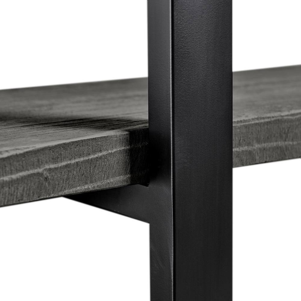 Alaterre Farmhouse Reclaimed Wood Console Table with Shelves, Slate Gray/Black