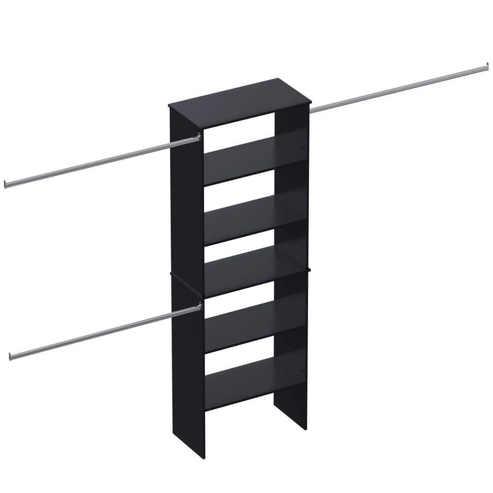 LOVMOR Wood Closet Organizer Starter Kit Tower with 3 Hang Rods