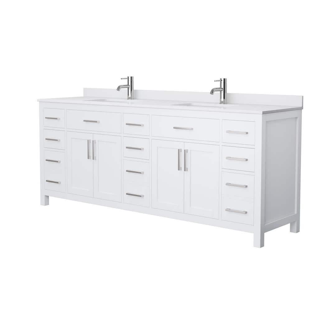Beckett 84" Freestanding Double Bathroom Vanity with Cultured Marble Top