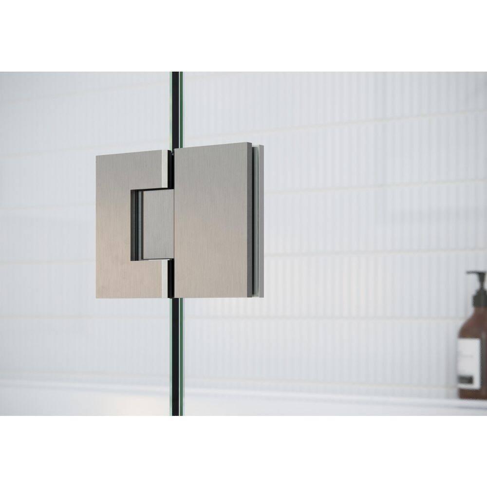 Glass Warehouse Halo 30.25 in. x 78 in. Frameless Glass Hinge Shower Door GW-GH-30-25-BN