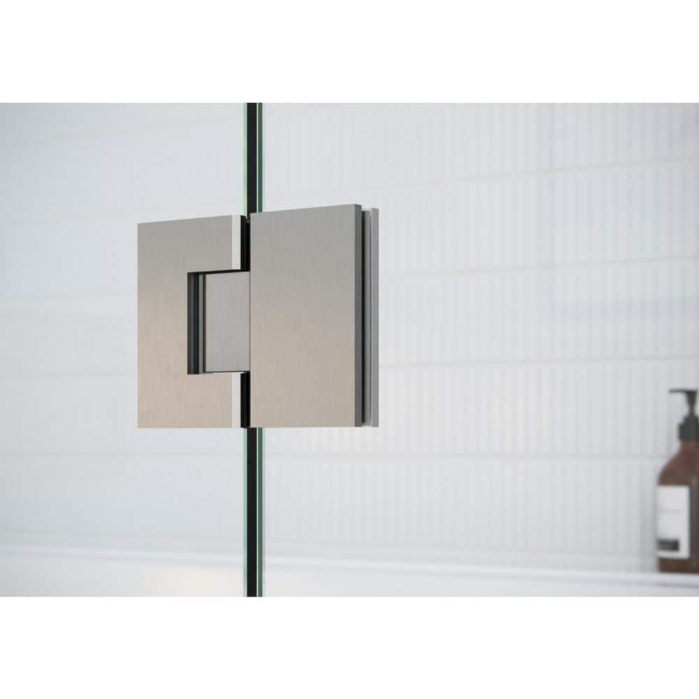 Halo 34 in. x 78 in. Frameless Glass Hinge Shower Door