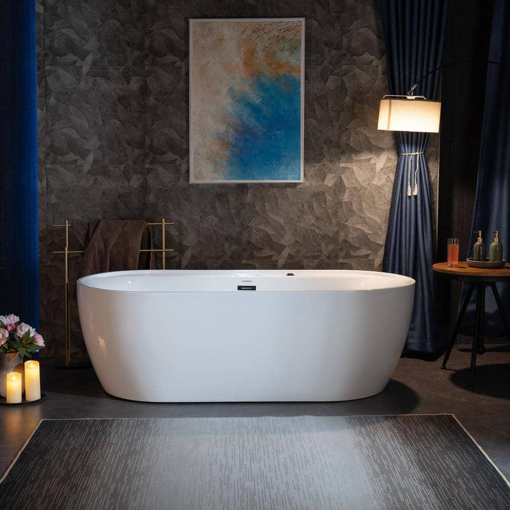 72" x 35-3/8" Whirlpool and Air Bath Heated Soaking Combination Tub with Wide Rim, LED Control Panel
