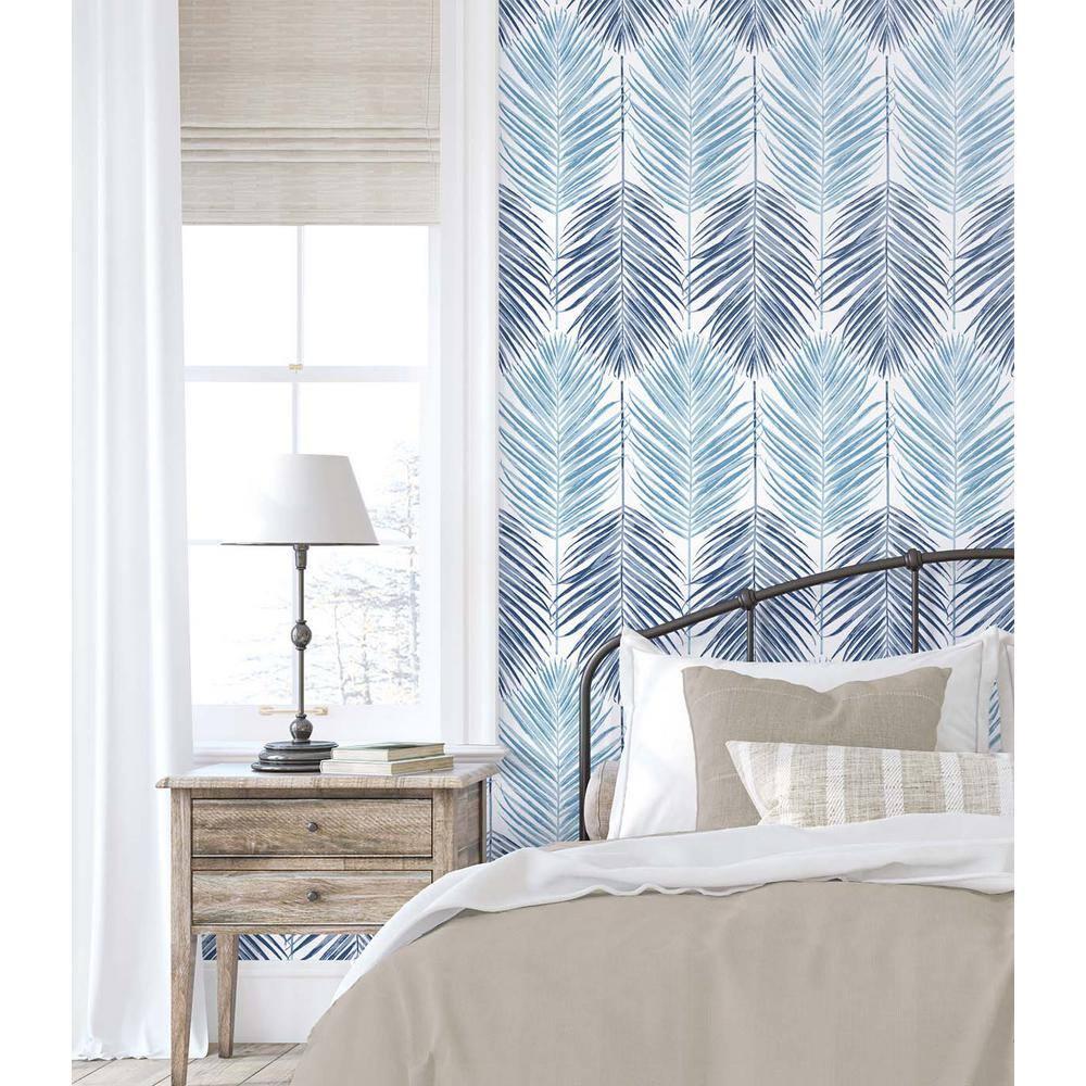 NextWall 30.75-Sq. Feet Blue Lagoon Vinyl Floral Self-adhesive Peel and Stick Wallpaper