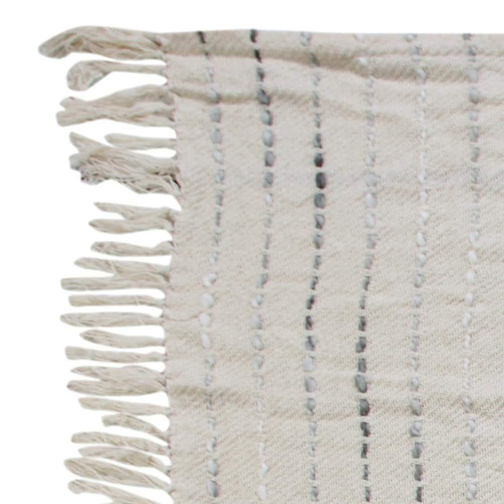 Deep Ombre Striped Handmade Woven Throw Blanket with Fringe